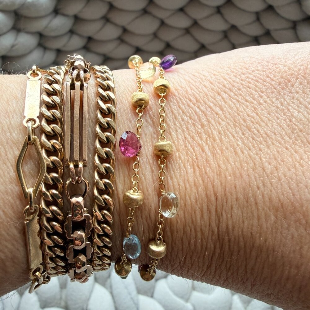 Marco Bicego Paradise 18K 2 Strand Bracelet 6.75-7.5" Multi-Gemstone 10g - Picture 3 of 13